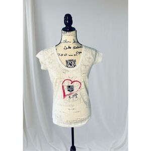 Concepts Sports Women's Medium White LA Kings Hockey Short Sleeve Shirt Top